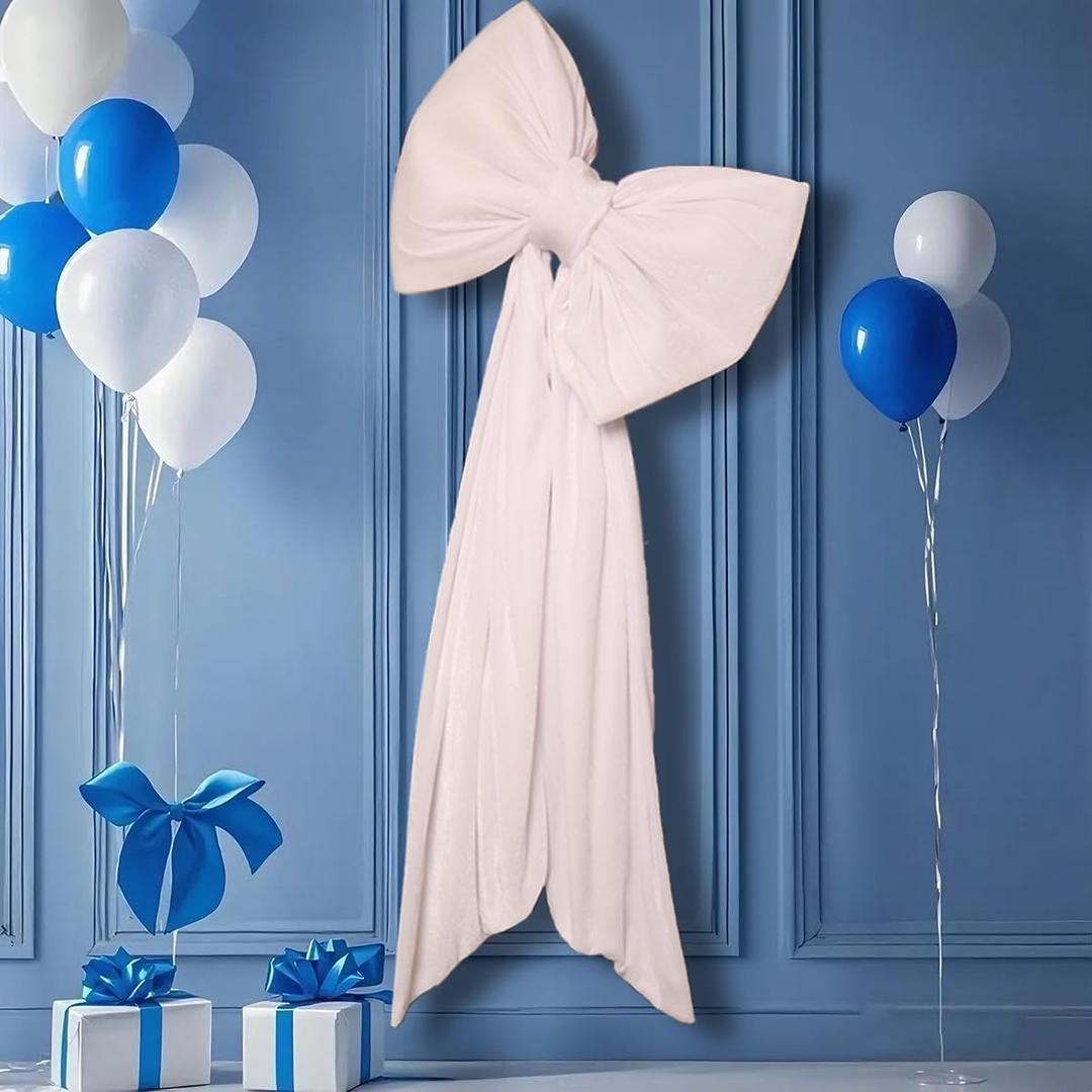 Large Bow Big Coquette Bow Giant Bow for Backdrop Party Wedding Birthday Baby Shower Room Wall Decor Christmas Tree Decoration (White)