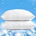 QUTOOL Double Sided Cooling Pillow for Hot Sleepers, Shredded Memory Foam Pillows Queen Size Set of 2, White