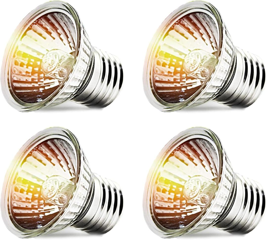 CALPALMY 4-Pack 25W UVA+UVB Reptile Heat Bulbs - Heat and Light for Reptiles and Amphibian Tanks, Terrariums and Cages - Works with Turtle Lizard Various Amphibian Terrarium Heat Lamp Fixtures