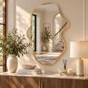 Irregular Wall Mirror, Asymmetrical Gold Bathroom Wavy Mirror