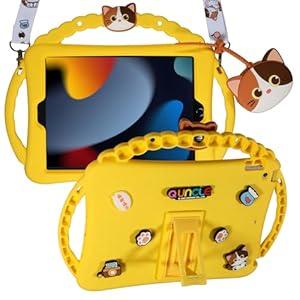 Paorixln Cute Cat Case for iPad 10th Generation 10.9'' 2022/ iPad11th (a16) 2025 11inch Cover with Shoulder Strap& Handle&Adjustable Stand& Wallet Soft Silicone Tablet Cases for Kids Boys Girs -Yellow : Electronics