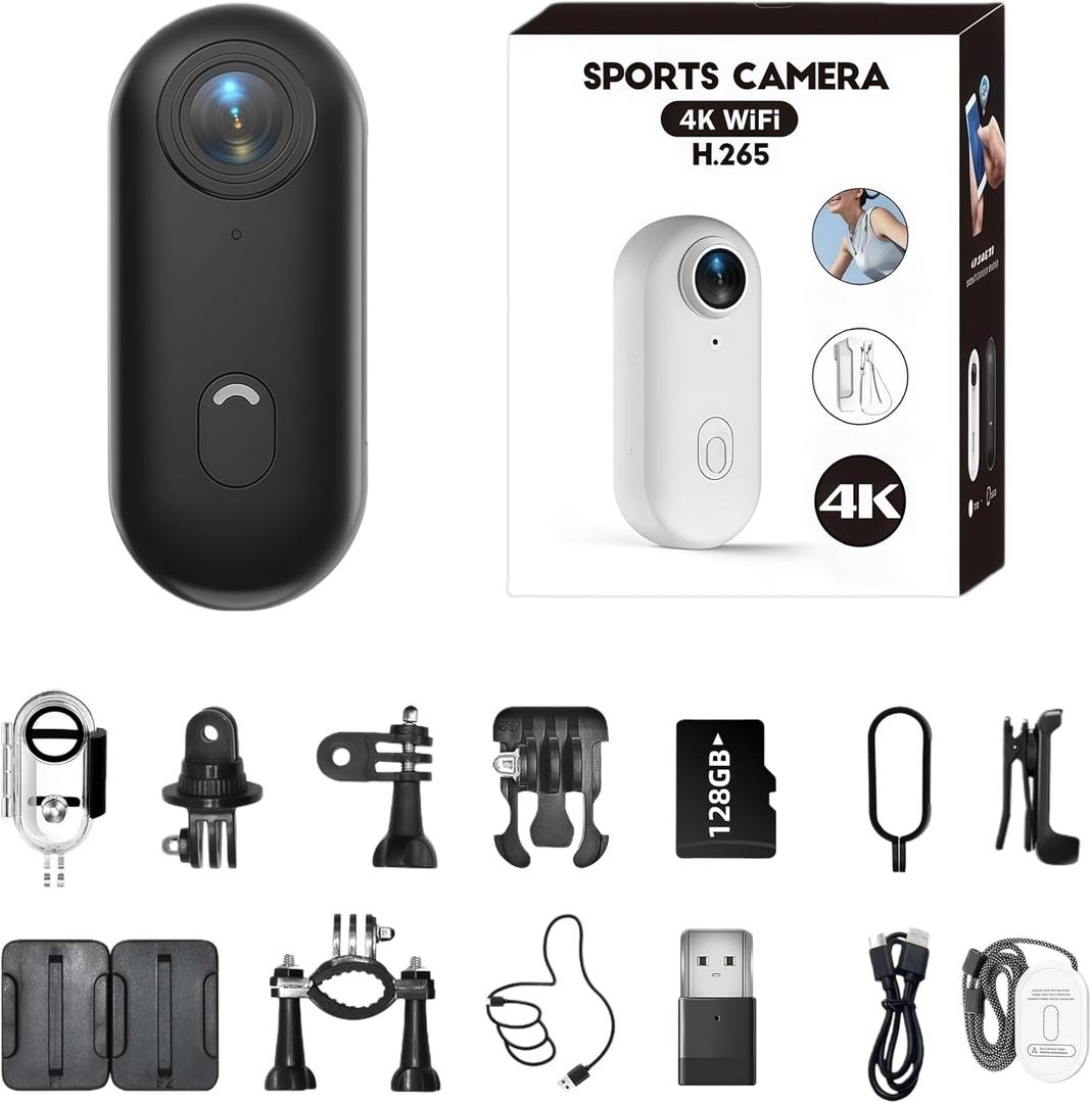 Treklon POV Camera, Treklon 4s Body Camera, Waterproof Sports, 150 Min Battery for POV Capture, Cycling, Pet Walking and Outdoors Activities (Black-4K, 128GB)