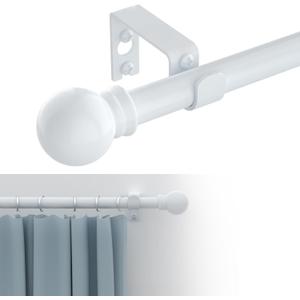 Curtain Rods for windows 32-48 inch, 5/8 inch Decorative White Splicing Heavy Duty Metal Curtain Rod set with Brackets (32-46")