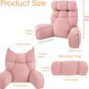 Pink Reading Pillow for Bed with Arms, 28" Tall Corduroy Backrest Pillows with Detachable Neck Roll & Side Pockets, Premium PP Cotton, Sitting Up Pillow for Watching TV, Gaming and Rest