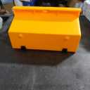 Broom and Dustpan Set for Home Long Handle (51" Length) Extendable Standing Dust Pan for Indoor Lobby Office Kitchen Cleaning (Black and Orange)