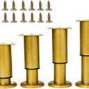 4PCS Adjustable 4.7-7.08 Inch Metal Furniture Legs Brass Furniture Replacement Foot Legs for Kitchen Cabinet Sofa Bed Desk Table Feet Support(Brass)