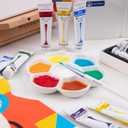 MEEDEN 7-Well Ceramic Paint Palette: 3 Pcs Watercolor Palette 4.7'' x 0.6'' - Porcelain Paint Palette Tray for Gouache Painting, Round, White