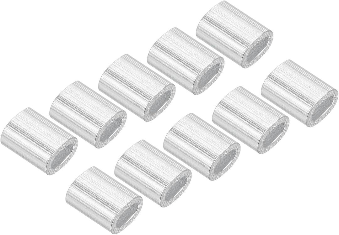 100 Pack Aluminum Crimping Loop Sleeve Oval - 0.5mm Wire Rope Fastener Apply for Garden Fence (5mm)