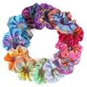 12 Pcs Scrunchies for Women, Shiny Metallic Hair Scrunchies for Girls, Hair Ties Elastic Hair Bands Ropes, Soft Ropes Ponytail Holder Hair Accessories(Gradient Metallic)