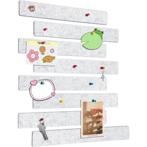 Cork Board for Walls - 8 Pack Felt Pin Board Bar Strips - Self-Adhesive Lightweight Bulletin Board - Cork Board for Office with 40 Push Pins No Damage for Wall (Light Grey) (15"x2" (38x5 cm))