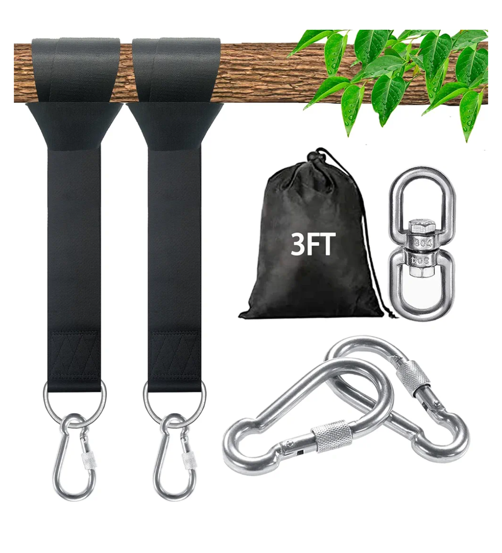 Tree Swing Straps Hanging Kit - 3FT/8FT/15FT/20FT/30FT, Strong & Durable - Holds Up to 5000lbs - Adjustable Tree Swing Straps Fit for All Swings, Hammocks, Safer & Easy Installation(3 FT)