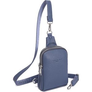 INICAT Small Crossbody Sling Bags for Women Vegan Leather Cell Phone Purse Fanny Packs for Women Men (Blue Dark)
