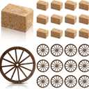 Junkin 24 Pcs Western Theme Party Decorations Birthday Table Centerpieces Mini Hay Bales and Small Western Wagon Wheels for Crafts Horse Rodeo Decor Cowboy Wedding Party Favors Supplies