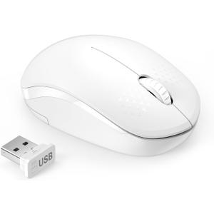 Seenda Wireless Mouse for Laptop, 2.4G Noiseless Mouse with USB Receiver - Optical Tracking Portable Computer Mice for Chromebook, PC, Tablet, Windows System, 24 Months Battery Life - Pure White