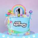 Blue Black 1st Birthday Candle for Girls Boys - Number 1 Candle, Blue Dog Cake Decorations, Cute Dog Cartoon Themed Birthday Party Supplies