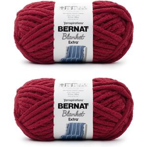 Bernat Blanket Extra Crimson Yarn - 2 Pack of 300g/10.5oz - Polyester - 7 Jumbo - 97 Yards - Knitting/Crochet