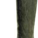 iiimmu Cowgirl Boots Women Knee High Boots Pointed Toe and Block Heel Cowboy Suede and Faux Leather Boots with Embroidered ( Green, Size 9)