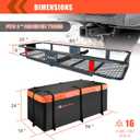 Hitch Mount Cargo Carrier Basket 60"*20"*6"+Waterproof Bag 16 Cubic Feet(58"*19"*24"),and Cargo Net with Attachment Hooks,Ratchet Straps,Hitch Stabilizer.500 Lbs Capacity,foldable,fit 2" Receiver