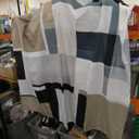 Modern Abstract Art Brown Grey White Color Blocks No Hook Shower Curtain with Snap in Liner Waterproof Fabric Shower Curtain Set for Bathroom Tubs Curtains with See Through Top Window 72"x72"