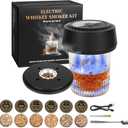 Electric Whiskey Smoker Kit, Rechargeable Cocktail Smoker Kit with 6 Wood Chips, Old Fashioned Smoker Kit Bourbon Drink Smoker Kit Birthday Christmas Gifts for Men, Dad, Husband (No Butane (Bright Black)