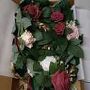 Ling's moment 5FT Burgundy Artificial Flower Garland Dusty Rose Leaves Floral Garland Arch Flowers Vine for Wedding Party Backdrop Decor Mantel Home Table Centerpieces Wall Decorations