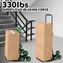 Heavy-Duty 330LB Capacity Hand Truck with Stair-Climbing Wheels & One-Touch Retractable Handle - Q235 Steel Collapsible Dolly Cart, 4.2-Inch Triple Wheels, Elastic Strap & Sponge Grip (Green)