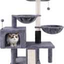 ROYPET Cat Tree with Cat Condo and Two Hammocks, Cat Tower with Scratching Posts and Scratching Pads, Grey