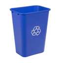 Amazon Basics Rectangular Commercial Office Wastebasket, w/Recycle Logo, 10 Gallon (Pack of 2), Blue (Previously AmazonCommercial Brand)