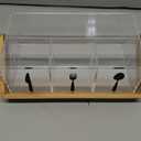 Rzoklot Acrylic Utensil Caddy with Bamboo Handle, Clear Silverware Organizer with Labeled Compartments & Plate Holder, Portable Cutlery Holder for Kitchen Counter, Buffet, Picnic, Party