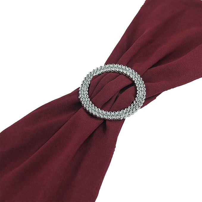 WELMATCH Burgundy Spandex Chair Bands Sashes - 50 pcs Wedding Banquet Party Event Decoration Chair Bows Ties (Burgundy, 50 pcs)