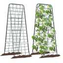 Heavy Duty 50"x17" Adjustable A-Frame Trellis for Climbing Plants – Rust-Proof Metal Garden Trellis with Dense Grid Design, Perfect for Raised Beds, Tomatoes, Cucumbers & Outdoor Vines (Green, 2 Pcs)