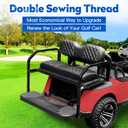 NOKINS Golf Cart Front&Rear Seat Covers Kit, Front Seat Covers Fits Club Car Precedent/Tempo/Onward Premium Seat Cushion, Rear Seat Covers Fits Aftermarket Standard Cushion (Black&Black Stitch)
