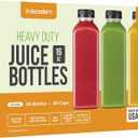 DECADORN 16oz 20pcs Juice Bottles With Caps - MADE IN USA Juice Containers With Lids For Fridge - Juicer Bottles With Tamper Evident Caps, Shatterproof, BPA-Free, Leak proof, Disposable & Recyclable