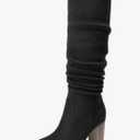 DREAM PAIRS Women's Knee High Boots Pointed Toe Chunky Block Heel Suede Boots Comfortable for Women with Side Zipper Fashion Slouchy Tall Boots Size 6 Women