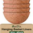 ZeeDix 4 Pack 18 Inch Coco Liners for Hanging Baskets, Round Coconut Liners for Planters Natural Coco Coir Fiber Replacement Liner for Flowers Vegetables Patio Porch Garden Decor