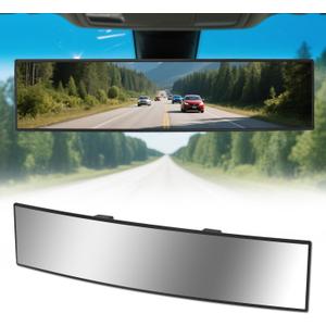 Rear View Mirror, Chrome Anti-glare Panoramic Rear Mirrors Universal 16 Inch Convex Interior Clip on Extra Big Wide Angle Rearview Mirror Extender to Reduce Blind Spot for Pickup Truck Van