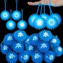 Sotiff 12 Pcs Led Winter Snowflake Stress Balls Light up Spiky Ball Xmas Snow Squeaky Rubber Sensory Toys for Winter Holiday Christmas Decors Stocking Stuffers Party Favor Goodie Bag Fillers
