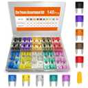 140pcs Mini Fuses Assortment Kit, Automotive Blade Fuses with Puller, Low Profile Car Fuse Replacement for Truck Camper ATV Boat RV Marine (2A 3A 5A 7.5A 10A 15A 20A 25A 30A 35A)