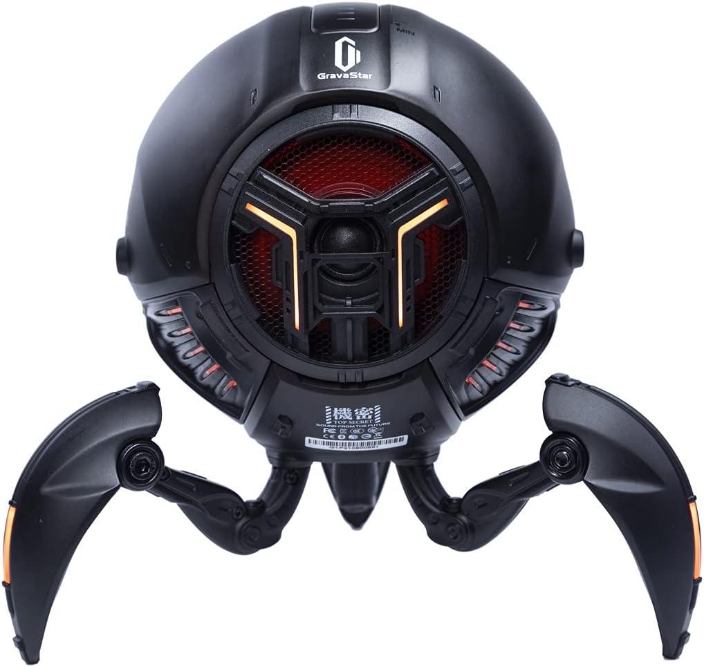 GravaStar Mars Pro Bluetooth Speaker, Deep Bass Loud Stereo Sound, 15H Playtime, 6 RGB Lights, Dual Pairing, Portable for Home, Outdoors, Party, Camping, Home, Gifts (Black)