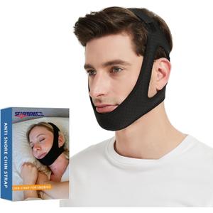 Chin Strap for Snoring for Men and Women - Adjustable Chin Strap for CPAP Users - Breathable and Comfortable Anti Snoring Chin Strap for Sleeping (Black)