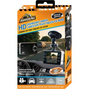 Armor All HD Dash Camera, 1080P Car Dashboard Camera with Suction Mount, Motion Detection, Night Vision IR, 2.4 LCD Screen, Supports Micro SD up to 32GB