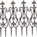 Sungmor Decorative Cast Iron Flower Bed Fence, 28" Tall Vintage Garden Edging Border, 4 Pack Heavy Duty Landscape Picket Fence Panels, Outdoor Plant Support Garden Stake, Victorian Yard Lawn Decor