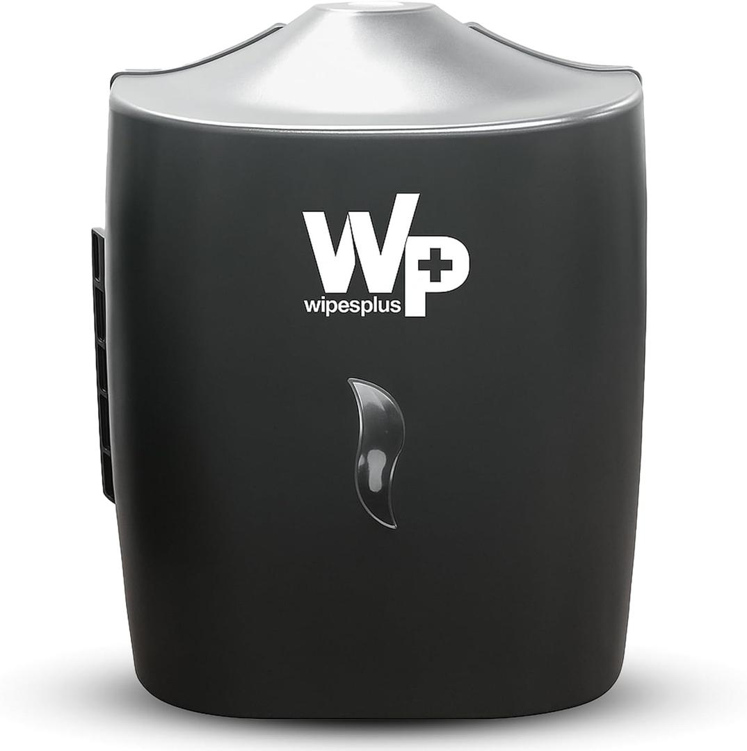 WIPESPLUS Wall Mounted Wipe Dispenser, Wet Wipes Holder, for WipesPlus Refill Bags with Lock for Supermarkets, Retail, and Business, Plastic, 13.5 Inches, Black