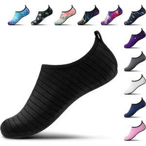 SEEKWAY Water Shoes Women Men Adult Quick-Dry Aqua Socks Barefoot Non Slip for Beach Swim River Pool Lake surf Black SK002(U) (8-9 Women/7-8 Men)