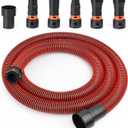 10 FT 1 1/4 Dust Collection Hose Kit Vacuum Hose Adapter Kit for Home and Shop Vacuums System,6 Adapters Fits with Multi-Brands,Quick Switchable Woodworking Power Tool and Sander Vacuum Hose