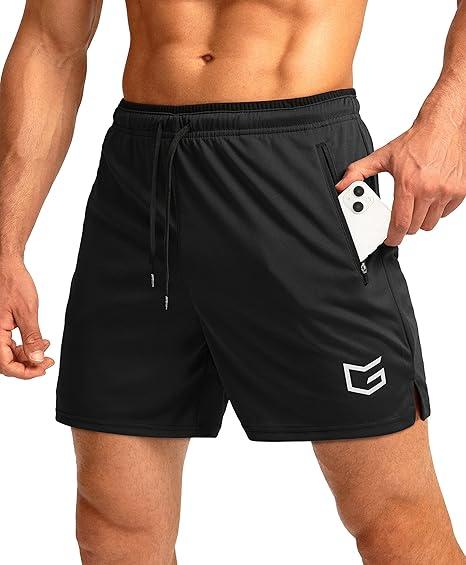 G Gradual Men's Running Shorts with Zipper Pockets Quick Dry Gym Athletic Workout 5" Shorts for Men, Black XL shorts