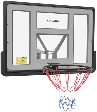 44'' Basketball Backboard and Rim Combo, Wall Mounted Basketball Hoops PET Shatter Proof Backboard and Competition Combo Durable Rim All-Weather Net for Indoor and Outdoor Use, Red Color