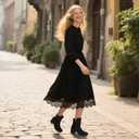 PANDANINJIA Girls Boots Fashion Square-Toe Dress Boots Low Heel Alyssa Ankle Booties with Zipper for Toddler Little Kids Big Kids (Black Suede)