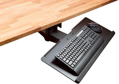 Monoprice Adjustable Ergonomic Keyboard Tray  With a 26.4 x 10in Full Size Platform, Extends Min 18.2in / Max 30.8in, Black - Workstream Collection
