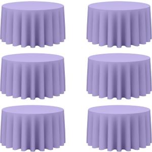 BRILLMAX 6 Pack Lavender Round Tablecloths 120 Inch for 60 Tables - 150 GSM Polyester Fabric, Floor Length Drop, Water, Stain & Wrinkle Resistant Cloth Cover for Wedding Reception Banquet Dining
